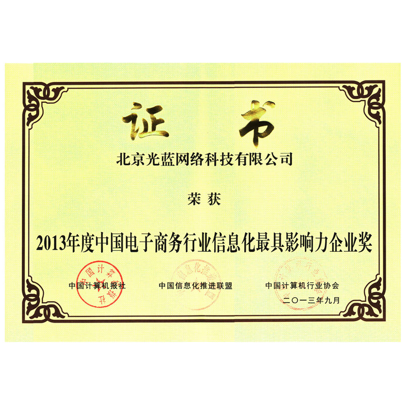 中國電子商務行業信息化最具影響力企業